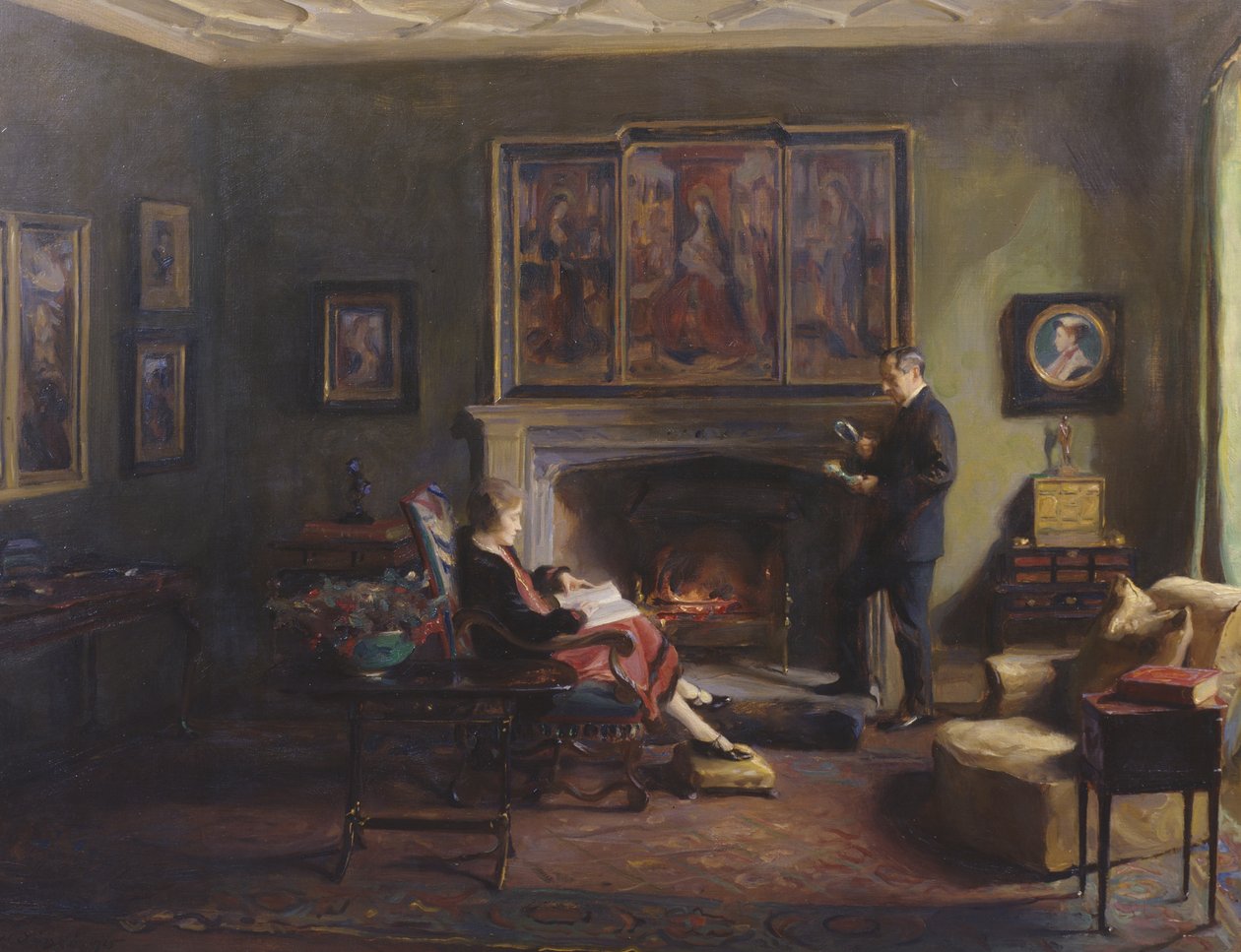 Interiör med Viscount och Viscountess Lee av Fareham av Philip Alexius de Laszlo