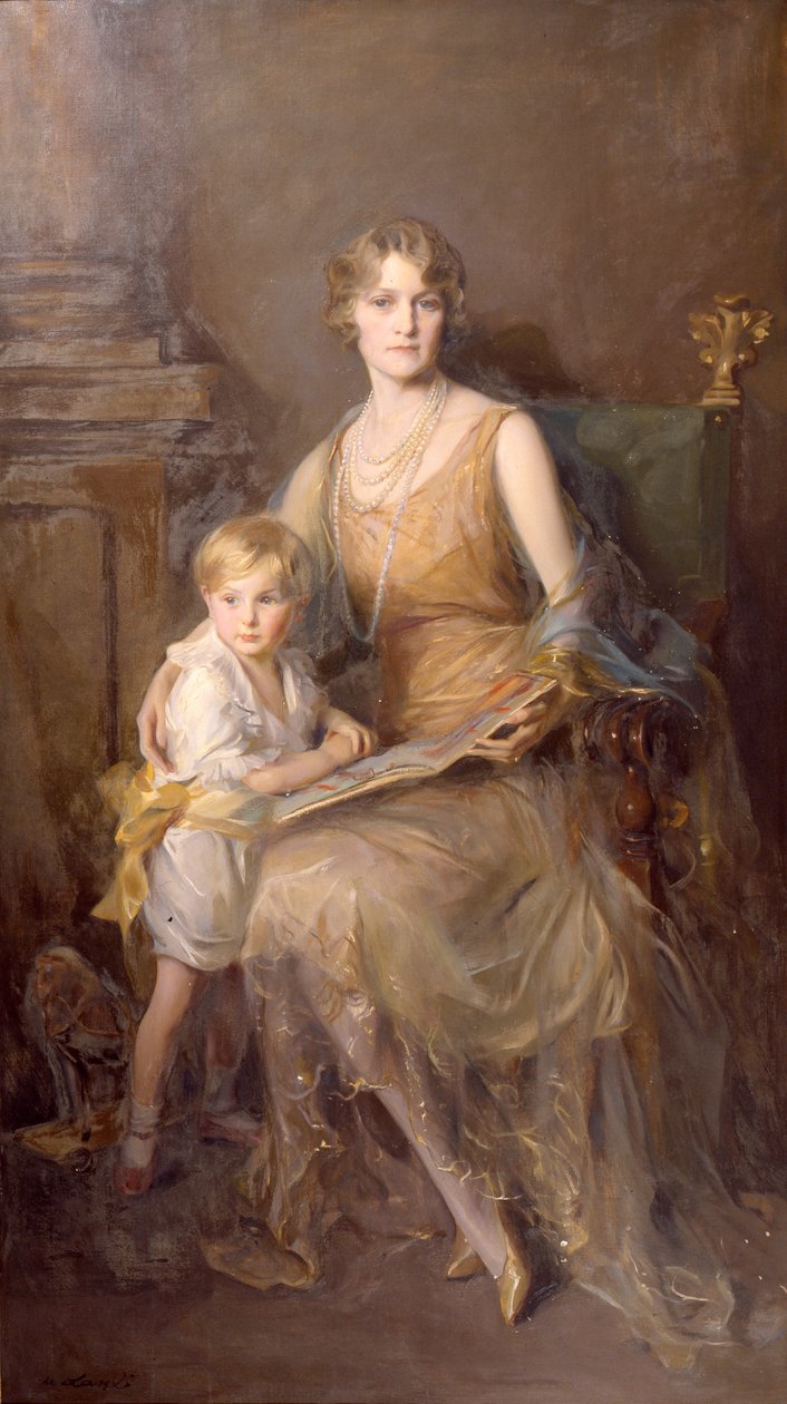 Porträtt av Helen, hustru till den 8:e hertigen av Northumberland och Lord Geoffrey Percy (olja på duk) av Philip Alexius de Laszlo