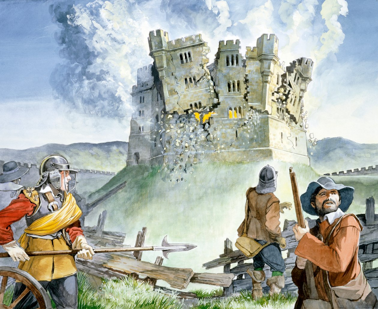 Inbördeskrigets belägring vid Old Wardour Castle, 1644, c1990-2010 av Philip Corke