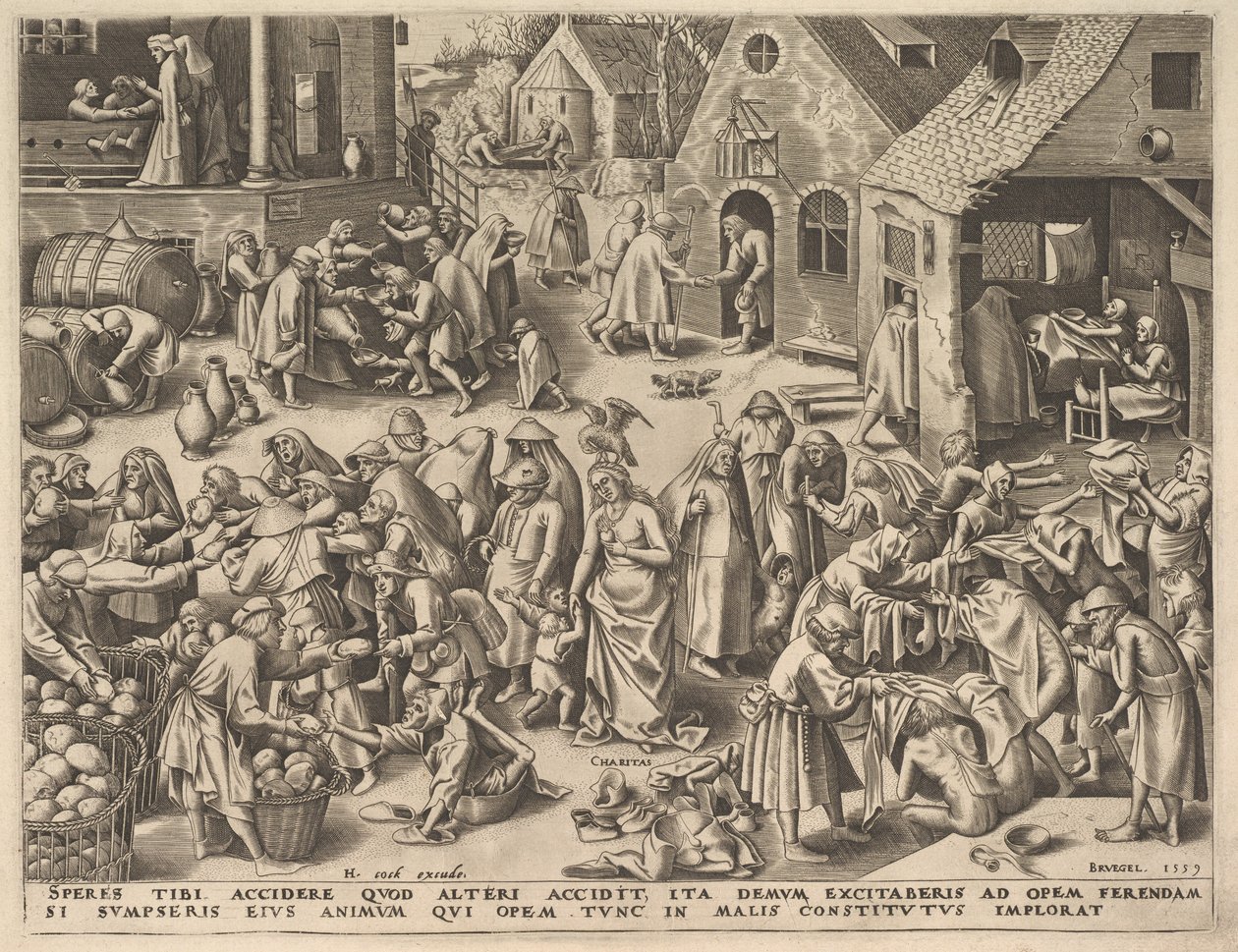 Charity Charitas från The Virtues, 1559. av Philip Galle