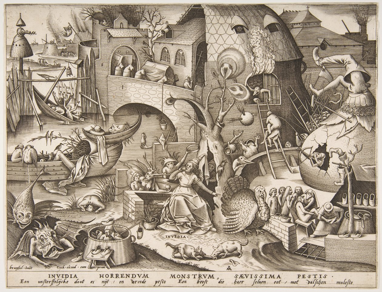 Envy Invidia från The Seven Deadly Sins, 1558. av Philip Galle