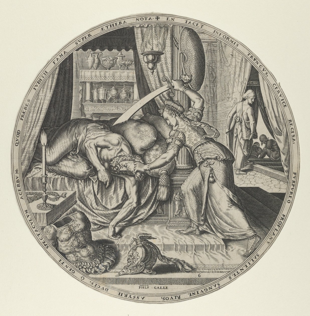 Judith från kända kvinnor från Gamla testamentet, 6 st. av Philip Galle