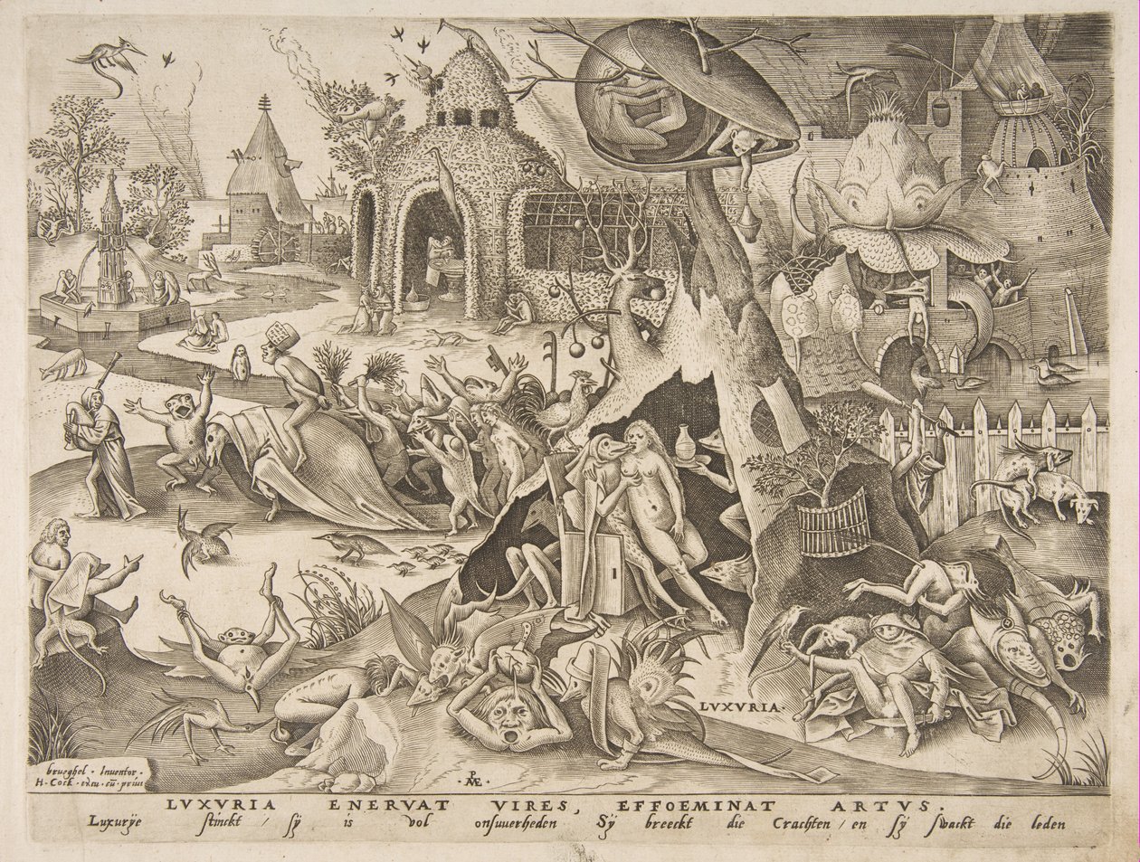 Lust Luxuria från De sju dödssynderna, 1558. av Philip Galle