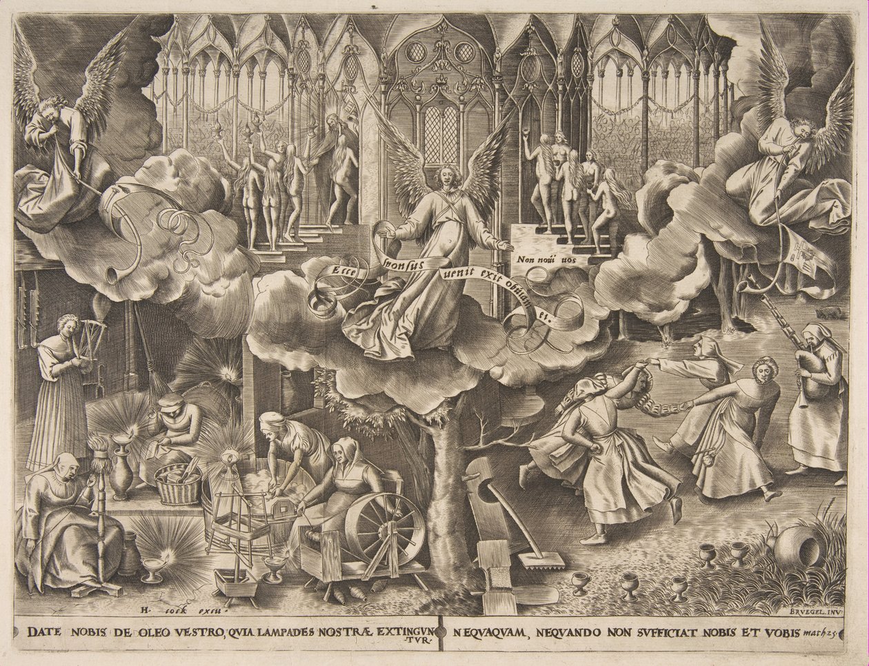 Liknelsen om de vise och dåraktiga jungfrurna, ca. 1560-63. av Philip Galle