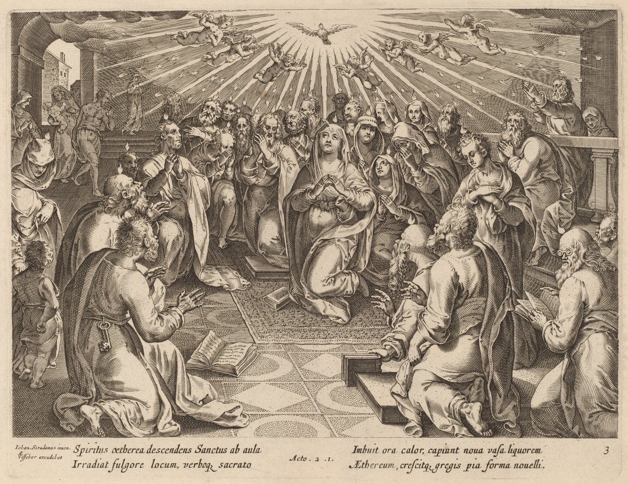 Pingst av Philip Galle after Jan van der Straet