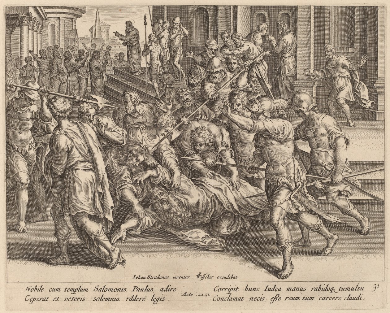 Arresteringen av Saint Paul av Philip Galle after Jan van der Straet