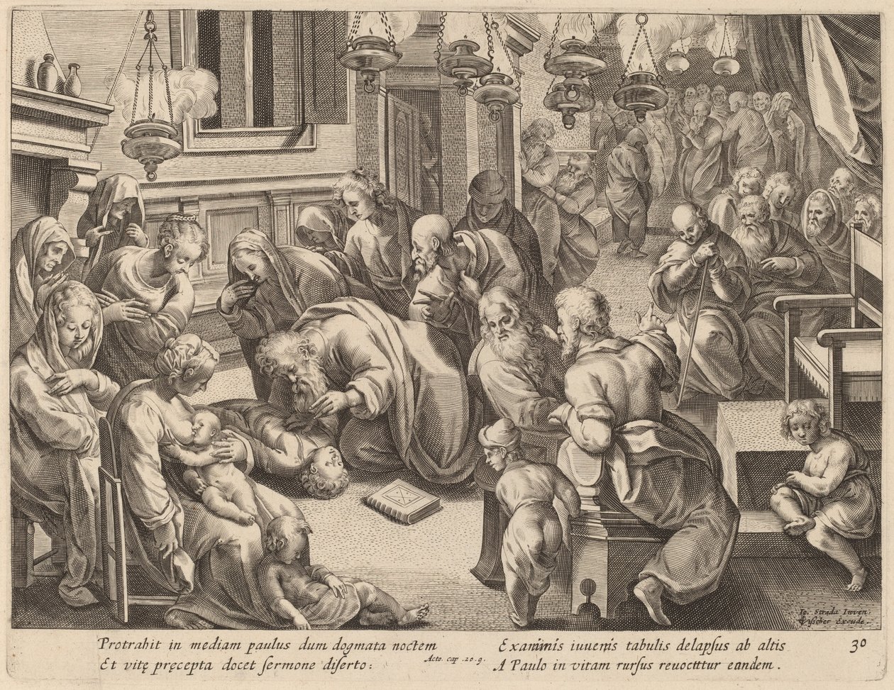 Eutykos fall av Philip Galle after Jan van der Straet