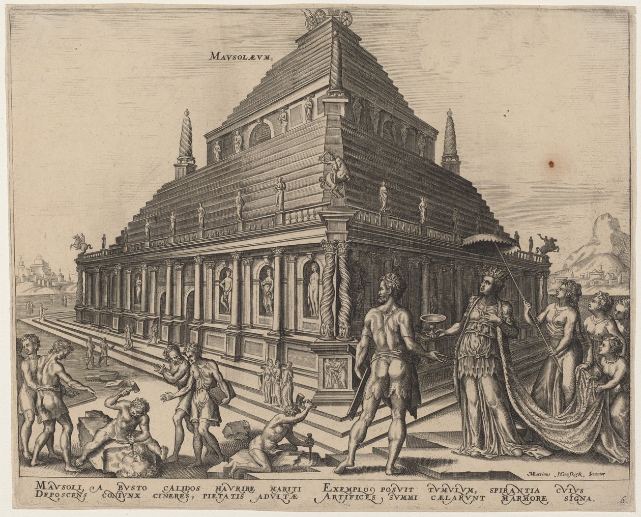 Mausolaeum (Mausolus grav vid Halicarnassus) av Philip Galle, after Maerten van Heemskerck