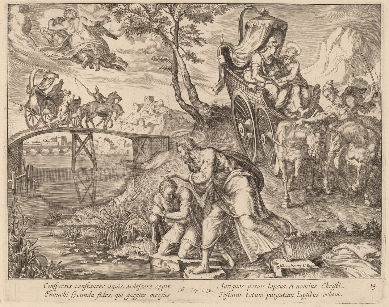 Eunukens dop av den helige Filip av Philip Galle after Maerten van Heemskerck
