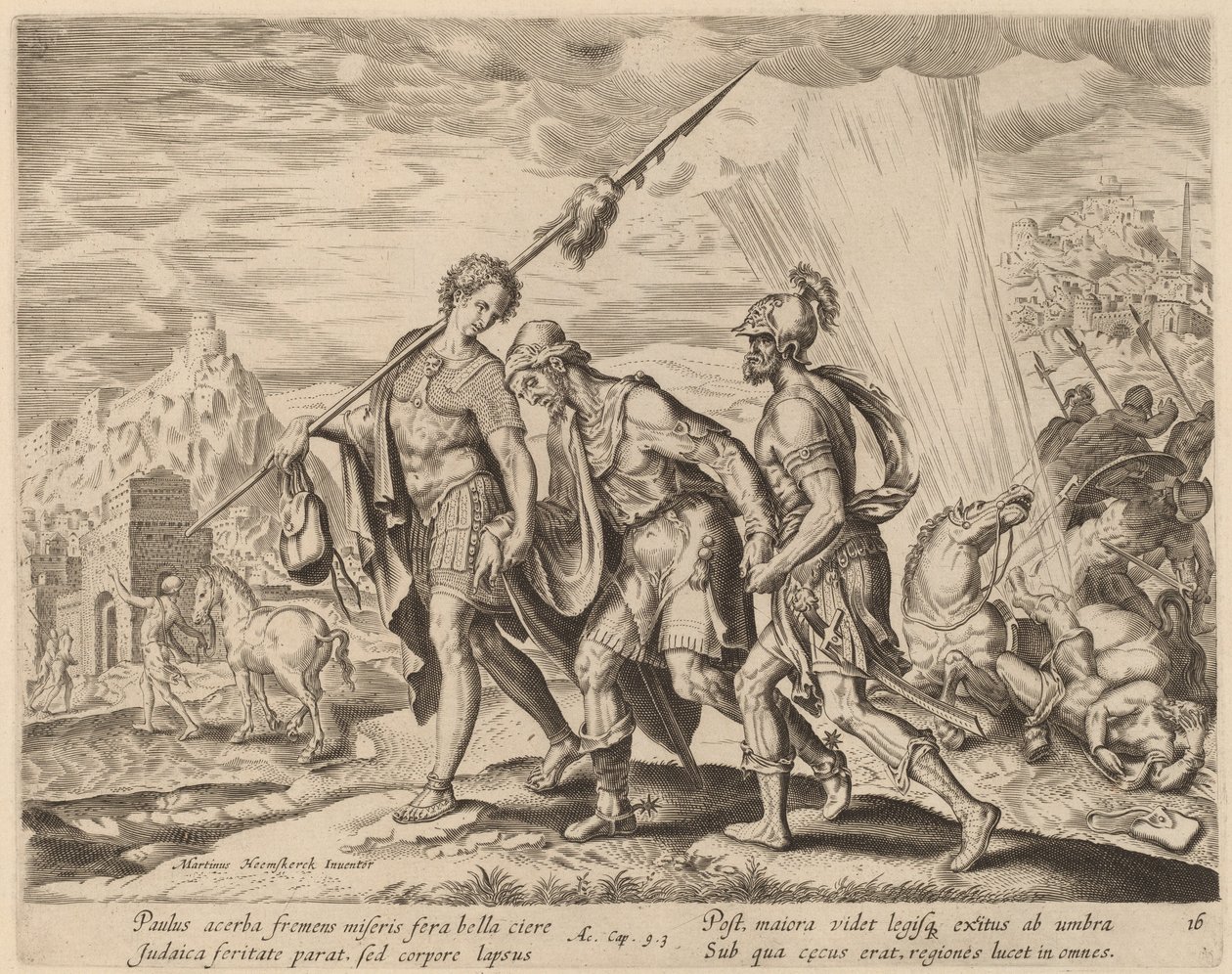 Sankt Paulus omvändelse av Philip Galle after Maerten van Heemskerck
