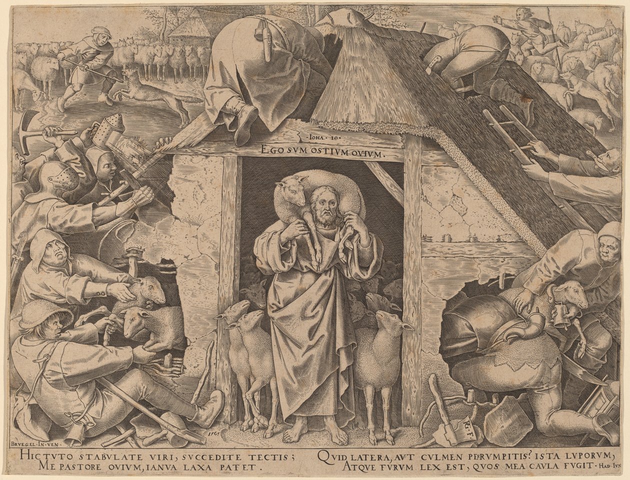 Liknelsen om den gode herden av Philip Galle after Pieter Bruegel the Elder