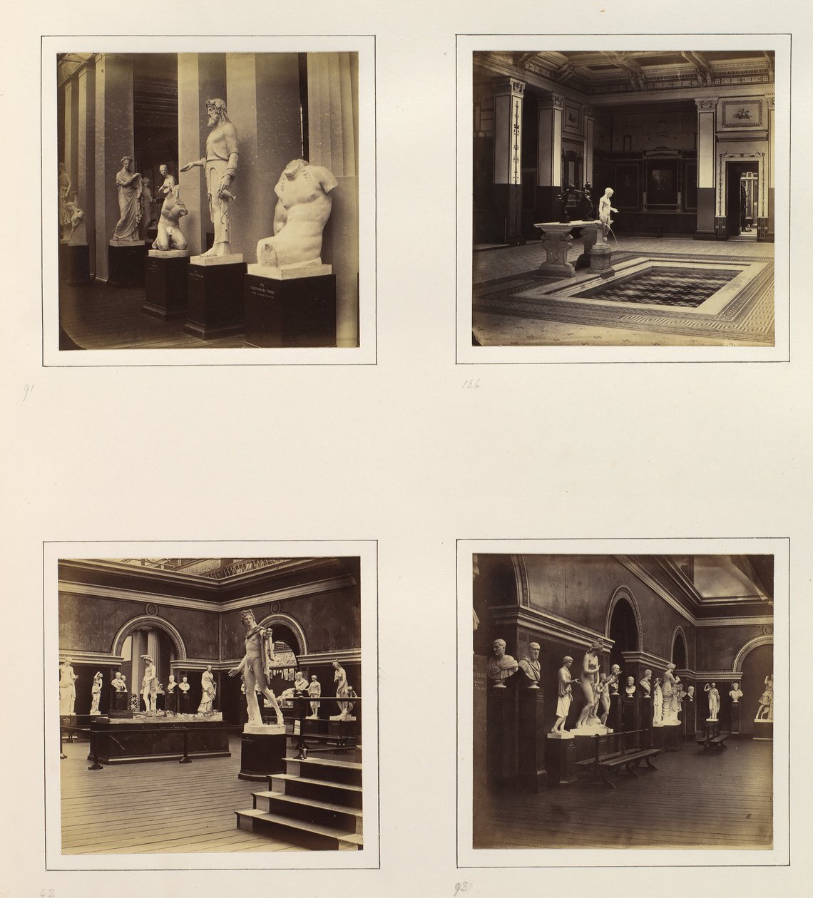 [Grekisk domstol med Farnese Torso av en ungdom, utsikt över en klassisk fontän och pool, Rom..., ca. 1859. av Philip Henry Delamotte.