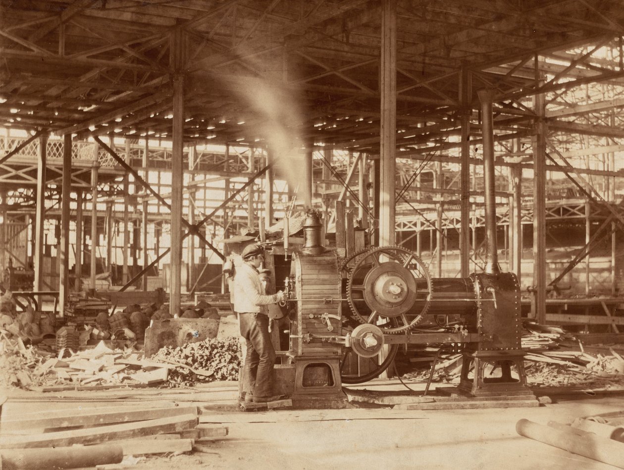 Steam Engine nära Grand Transept, Crystal Palace av Philip Henry Delamotte