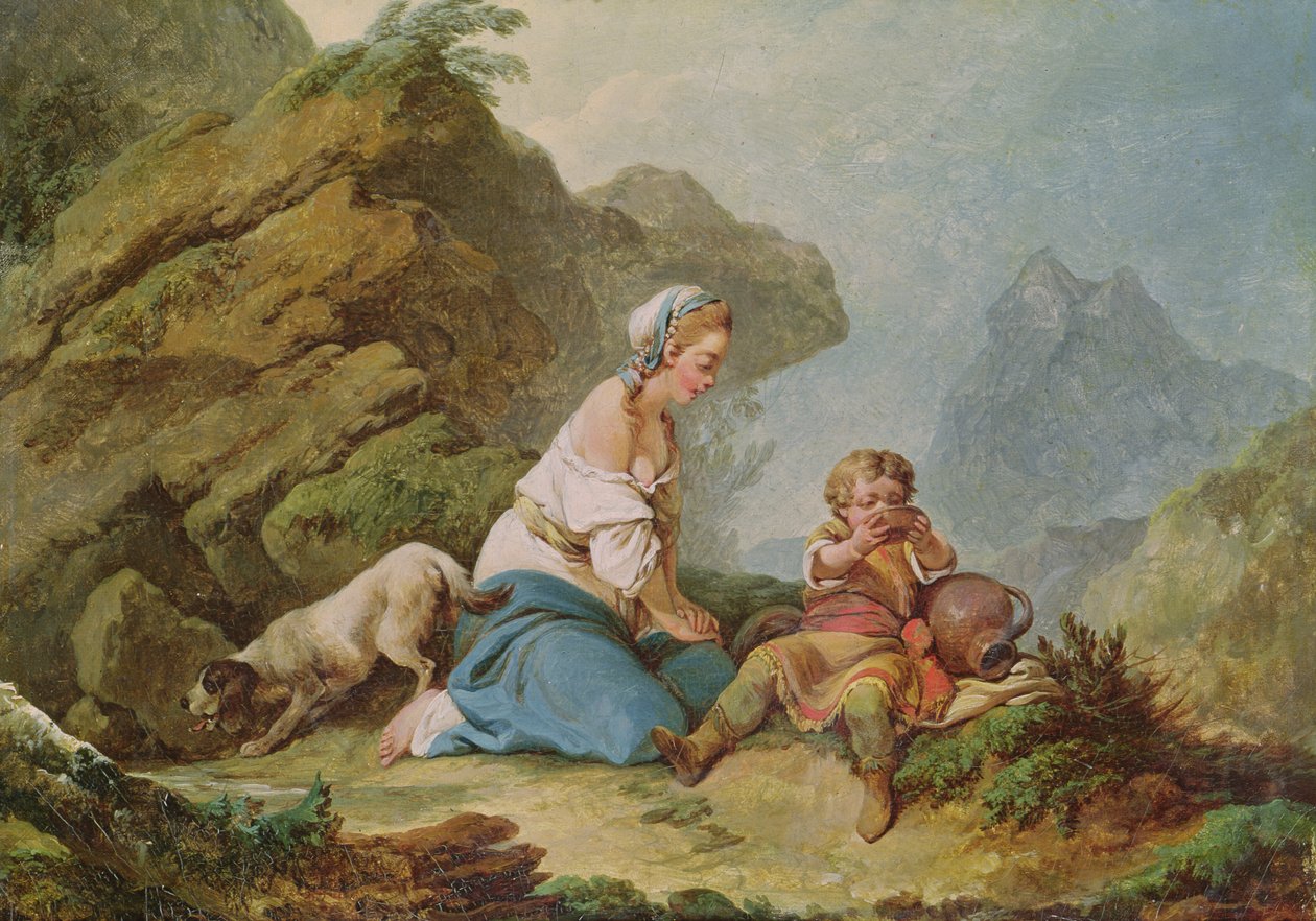 Hagar Watching her Son Drinking  av Philippe Jacques de Loutherbourg