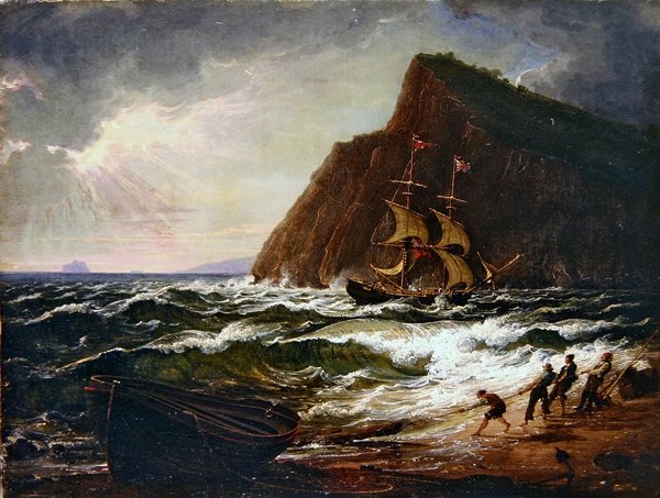 Crossing the Bar vid mynningen av floden Teign (olja på duk) av Philip James de Loutherbourg