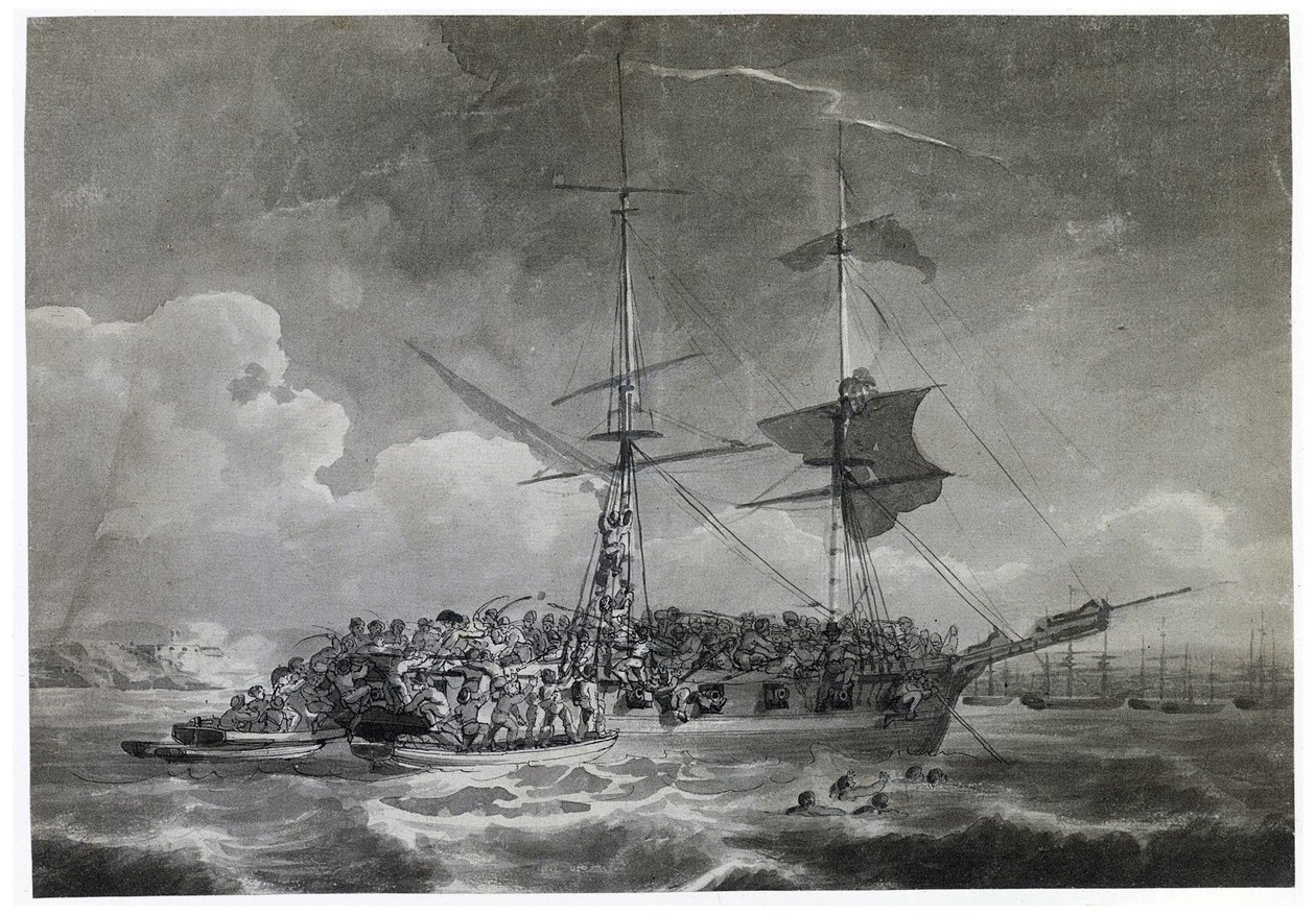 Porträtt av en fransk brigg (tegelsten), La Chevrette (osäkert). Doppad i bläck av Philippe Jacques de Loutherbourg (1740-1812). av Philip James de (1740 1812) Loutherbourg