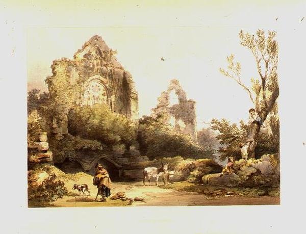 Tintern Abbey från "Romantic and Picturesque Scenery of England and Wales" av Philip James de Loutherbourg
