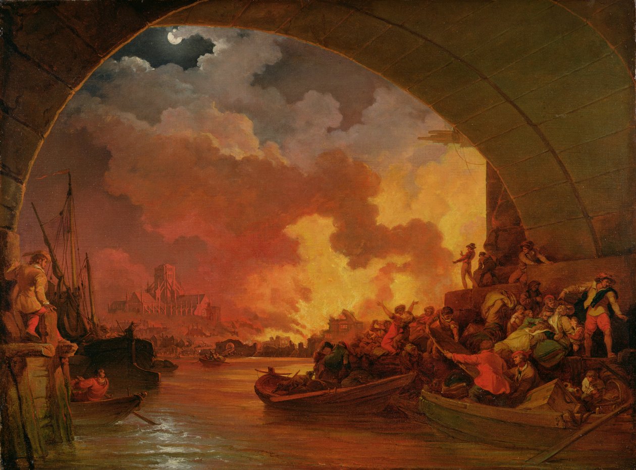 The Great Fire of London, ca 1797 (olja på duk) av Philip James de Loutherbourg