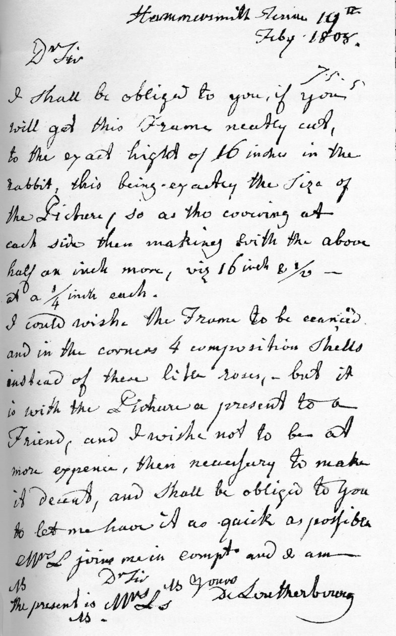 Ett brev från Philip James de Loutherbourg, 19 juli 1808 1904 av Philip James de Loutherbourg