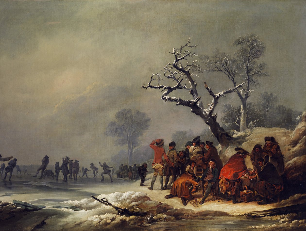 Vilande samhälle i vintrig njutning av Philip James de Loutherbourg