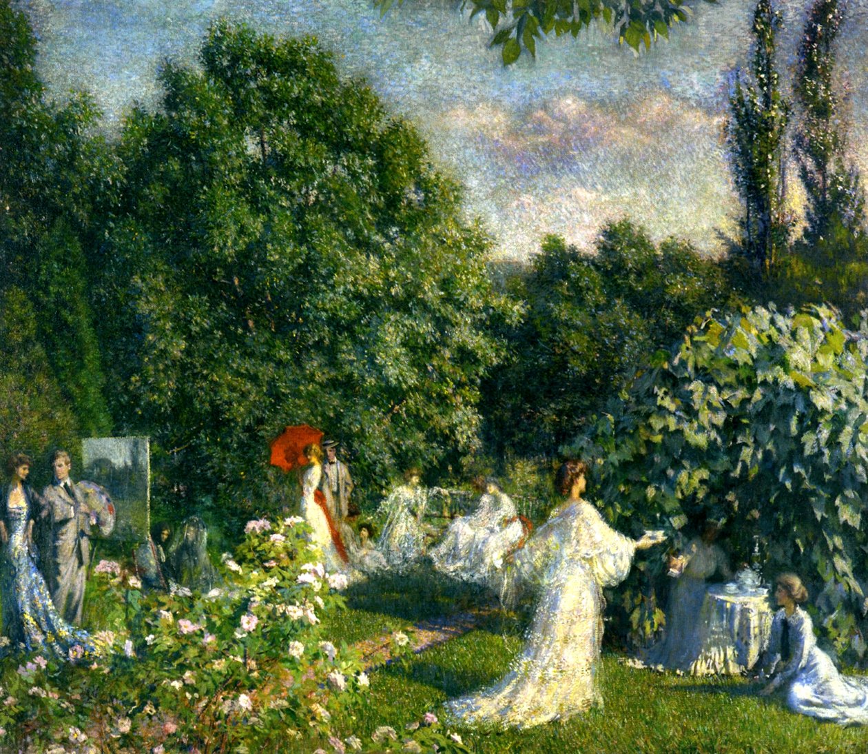 En trädgårdsfest, ca 1890-99 av Philip Leslie Hale