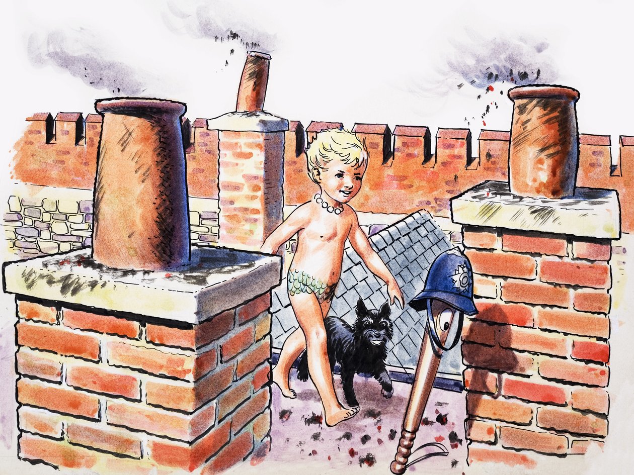 Baby on the Roof, illustration ur "The Water Babies" av Charles Kingsley (gouache på papper) av Philip Mendoza