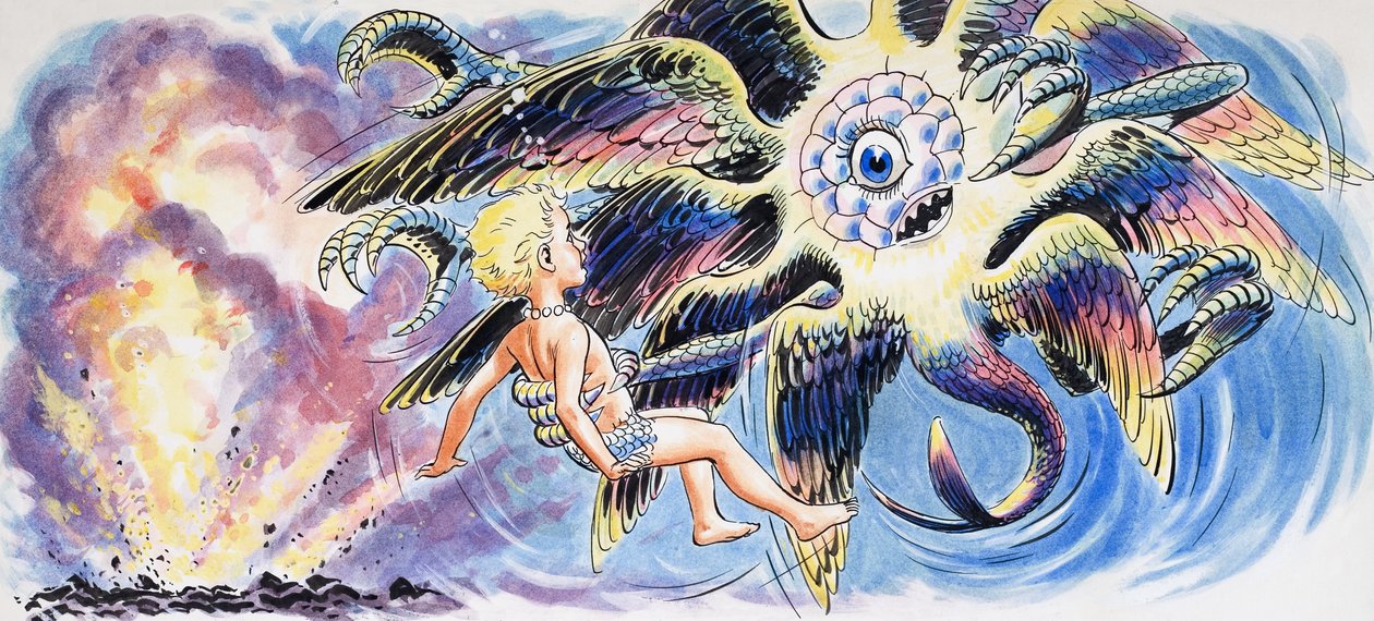 Mytiskt monster, illustration från "The Water Babies" av Charles Kingsley av Philip Mendoza