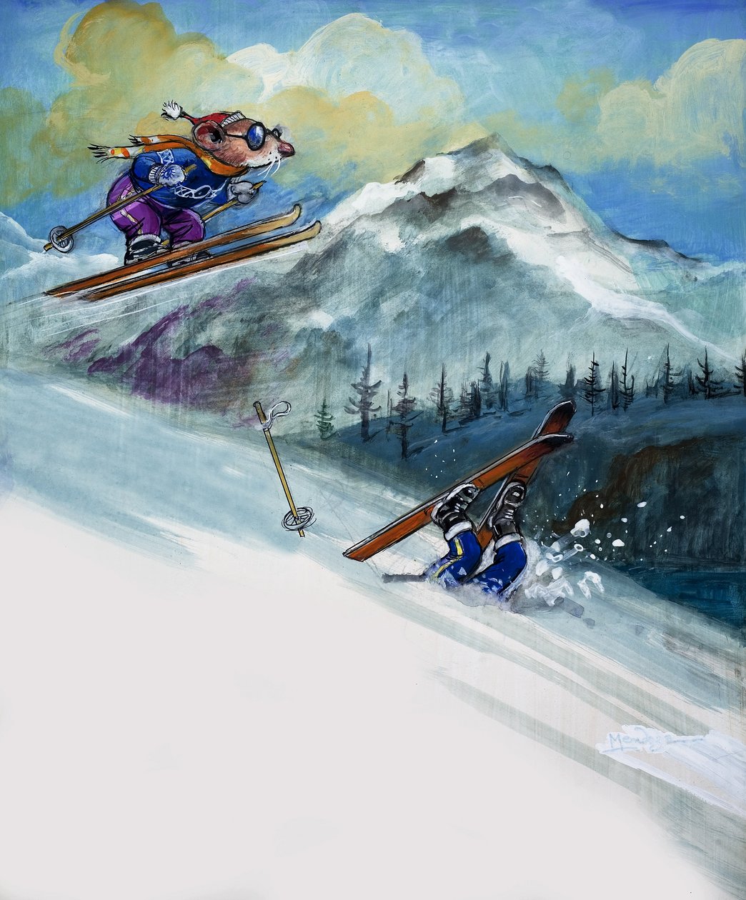 Stadsmusen och lantmusen, ur "Det var en gång" (gouache på papper) av Philip Mendoza