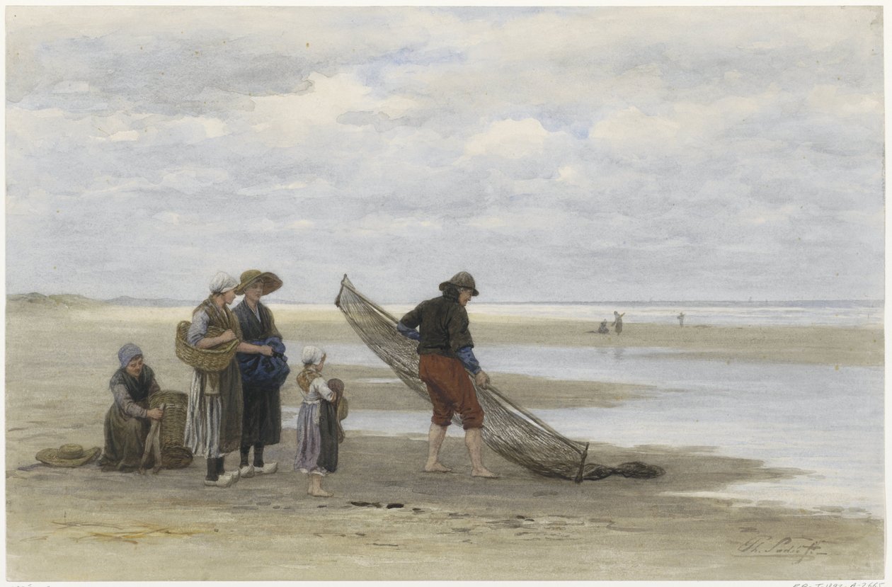 Räkfiskare på stranden Pêcheur de crevettes (titel på objekt) av Philip Sadée