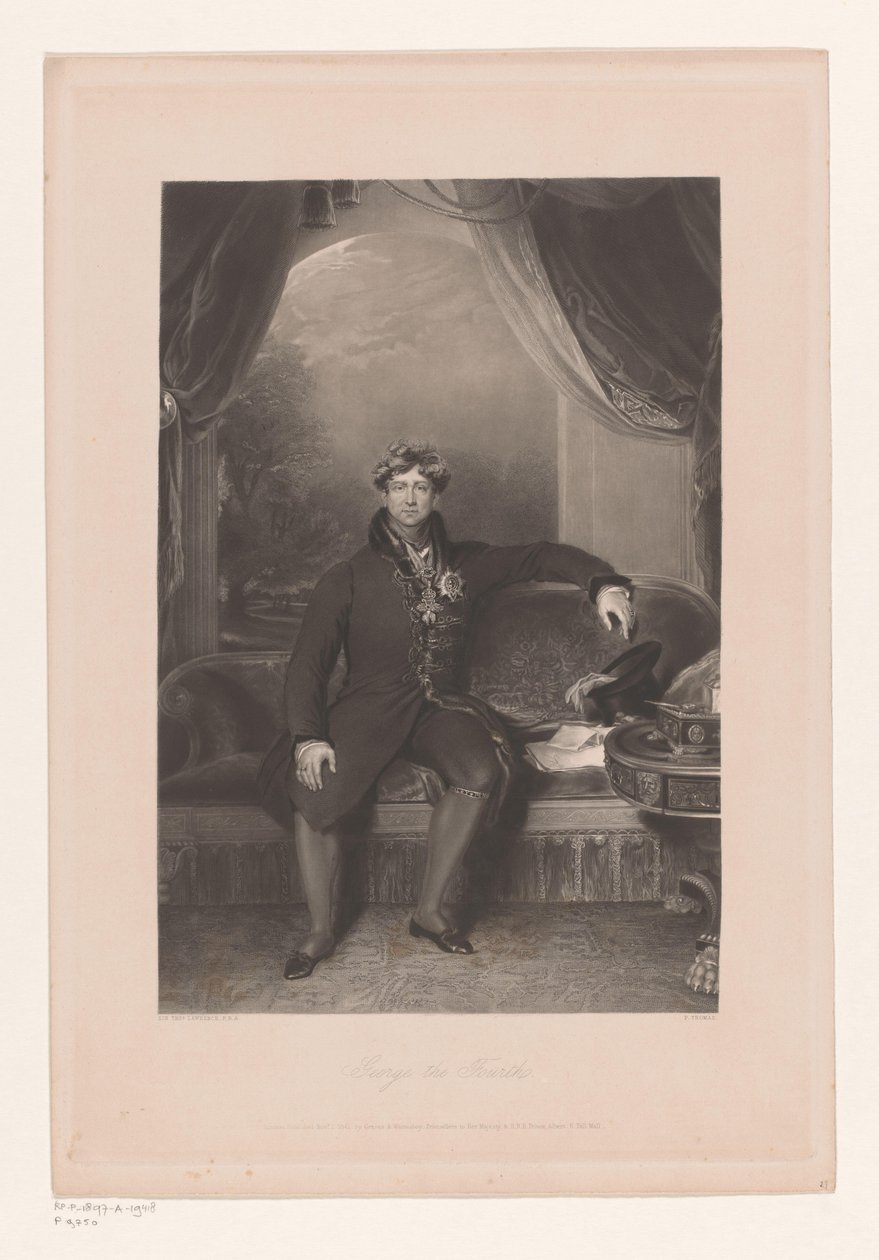 Porträtt av George IV, kung av England Porträtt av George IV av Storbritannien George den fjärde (titel på objekt) av Philip Thomas
