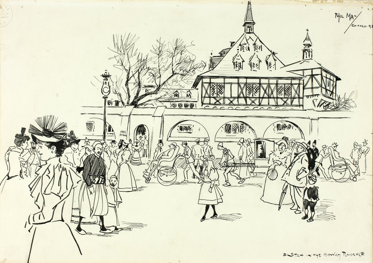 Skiss i Midway Plaisance av Philip William May