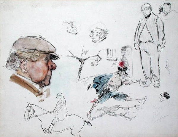 Studier, c.1894 (penna & bläck och akvarell på papper) av Philip William May
