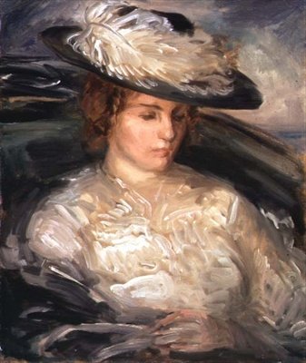 Porträtt av Miss Scobell i en badstol (The Convalescent) (olja på duk) av Philip Wilson Steer
