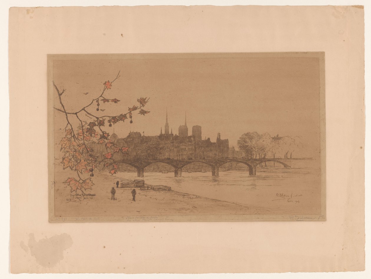 Utsikt över Paris över Pont des Arts Le Pont des Arts (titel på objekt) av Philip Zilcken (signed by artist)