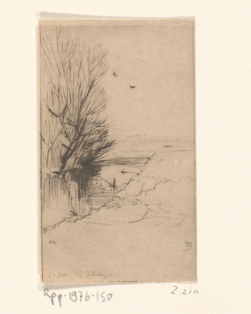 Landskap med bäck och träd Croquis de paysage (originaltitel) av Philip Zilcken (signed by artist)