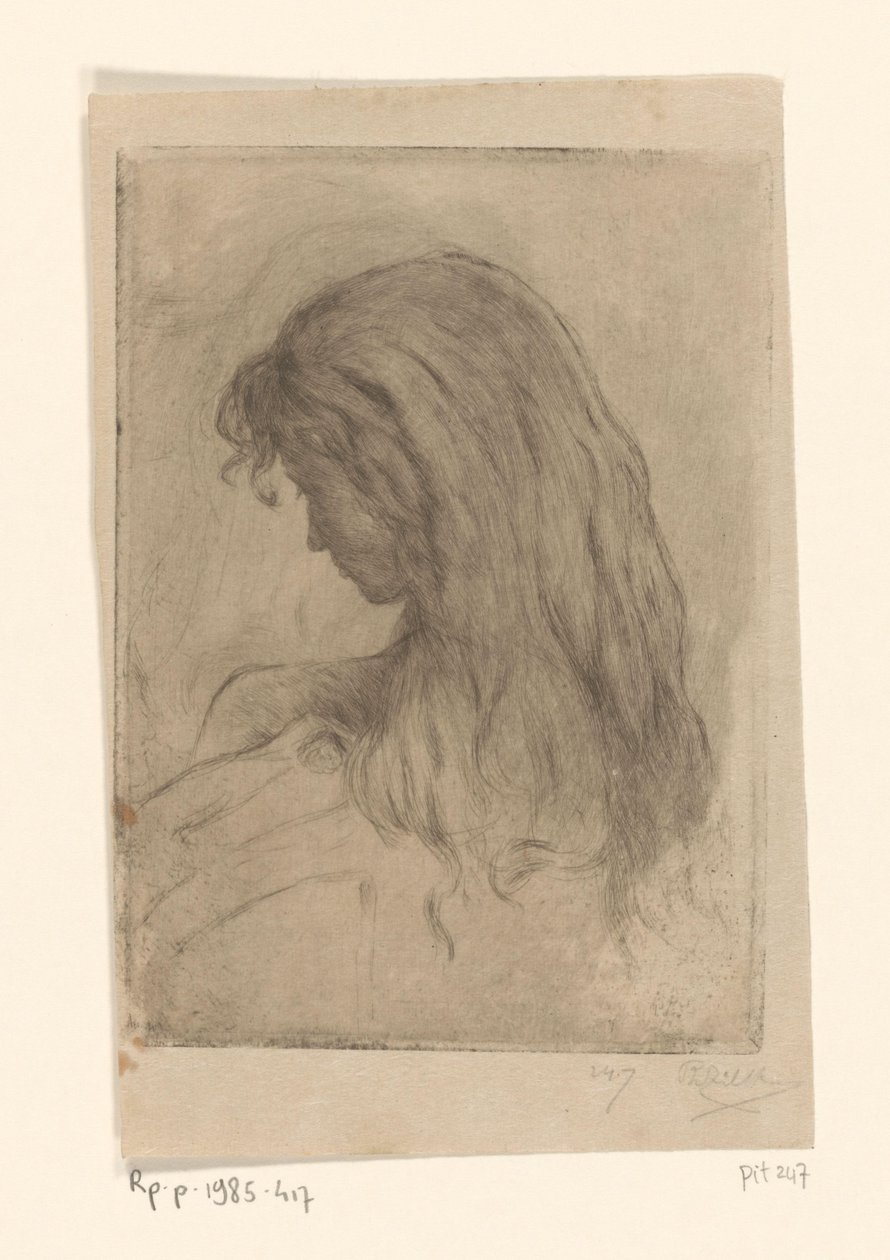 Kvinna med långt hår, sett bakifrån Etude de morsure (originaltitel) av Philip Zilcken (signed by artist)