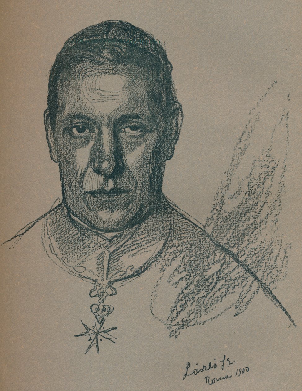 Skiss-porträtt av hans eminens kardinal Rampolla, 1900 1901-1902. Artister: Fulop Laszlo, Philip A de Laszlo. av Philip de László