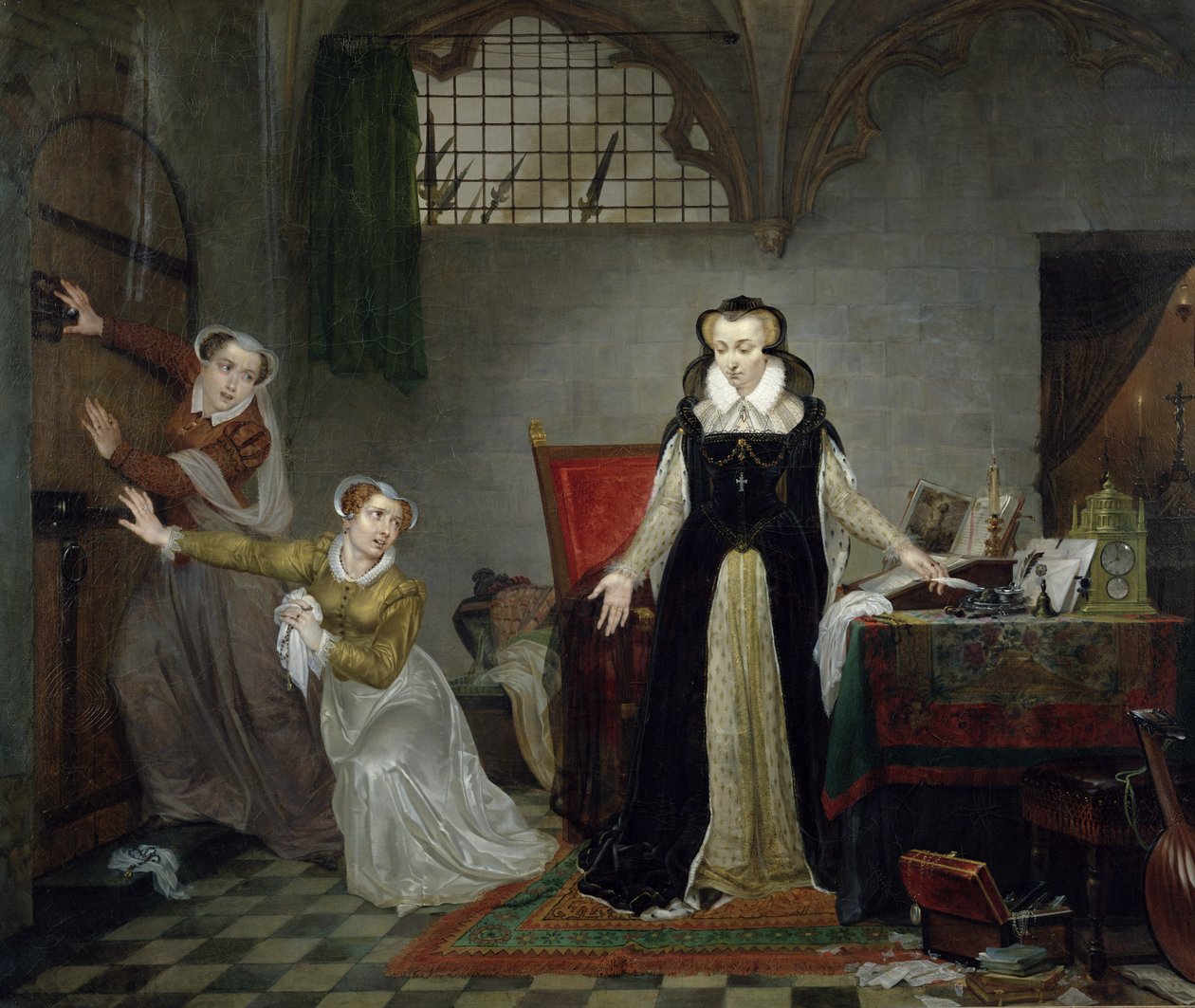Mary Stuart (1542-87) vid avresan för sin avrättning, 8 februari 1587 av Philipe Jacques van Bree