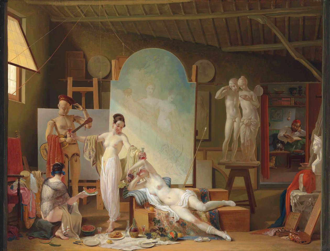 Konstnärens ateljé i Rom (olja på duk) av Philipe Jacques van Bree