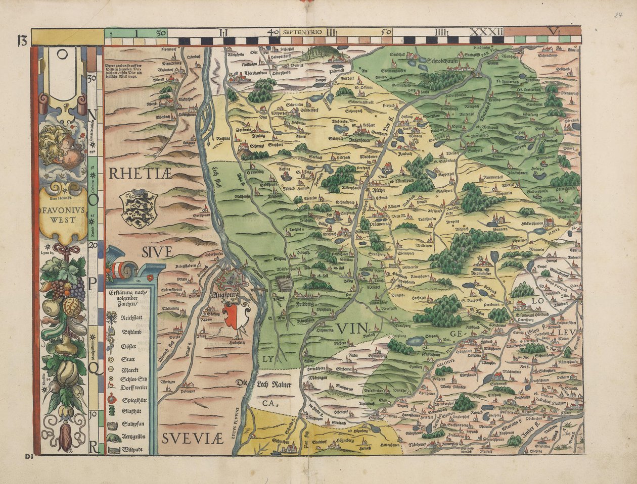 Bayerska countrytabletter från 1568 (tallrik 13) av Philipp Apian
