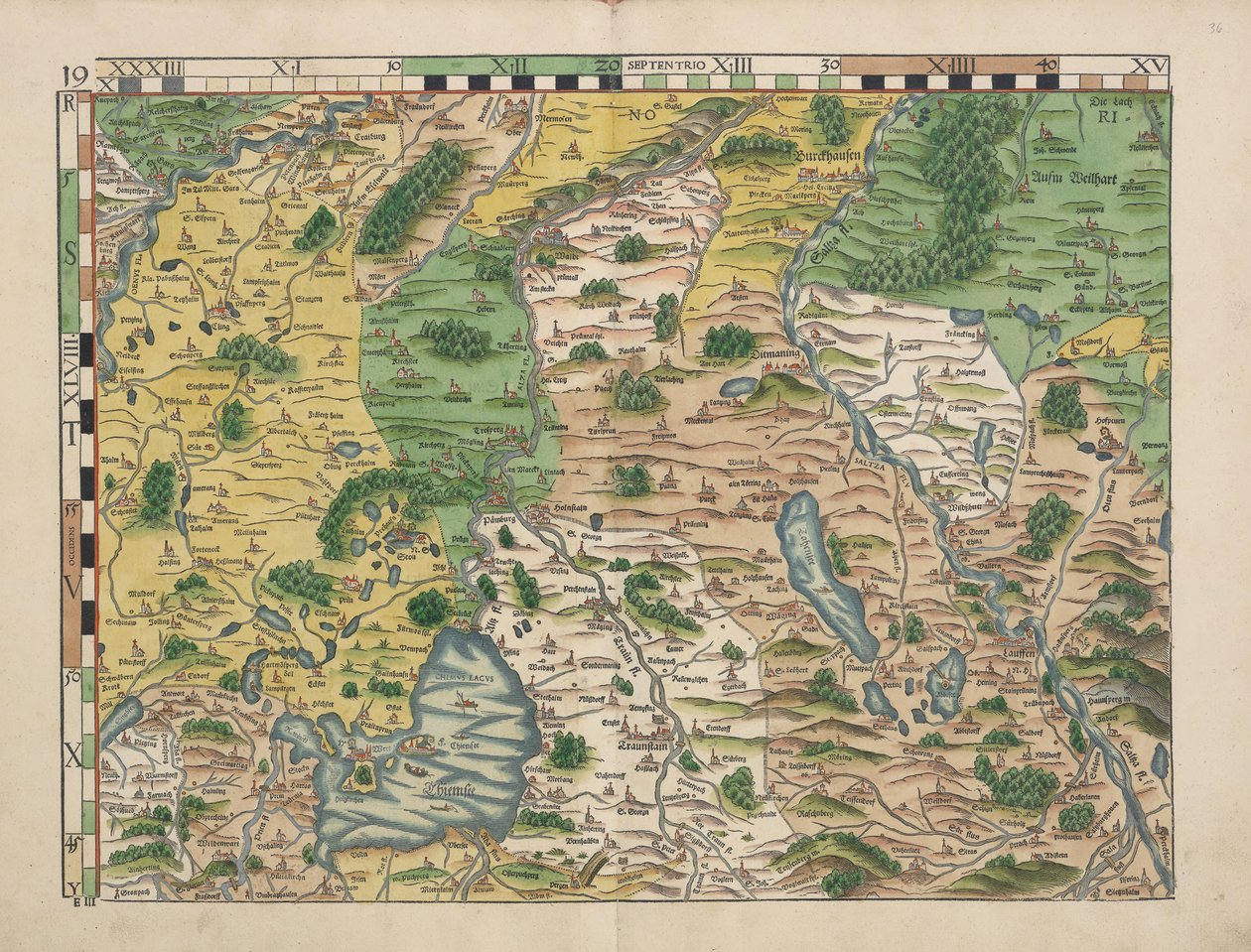 Philipp Apian - Bairische Landtafeln von 1568 (Tafel 19) ca. 1 av Philipp Apian