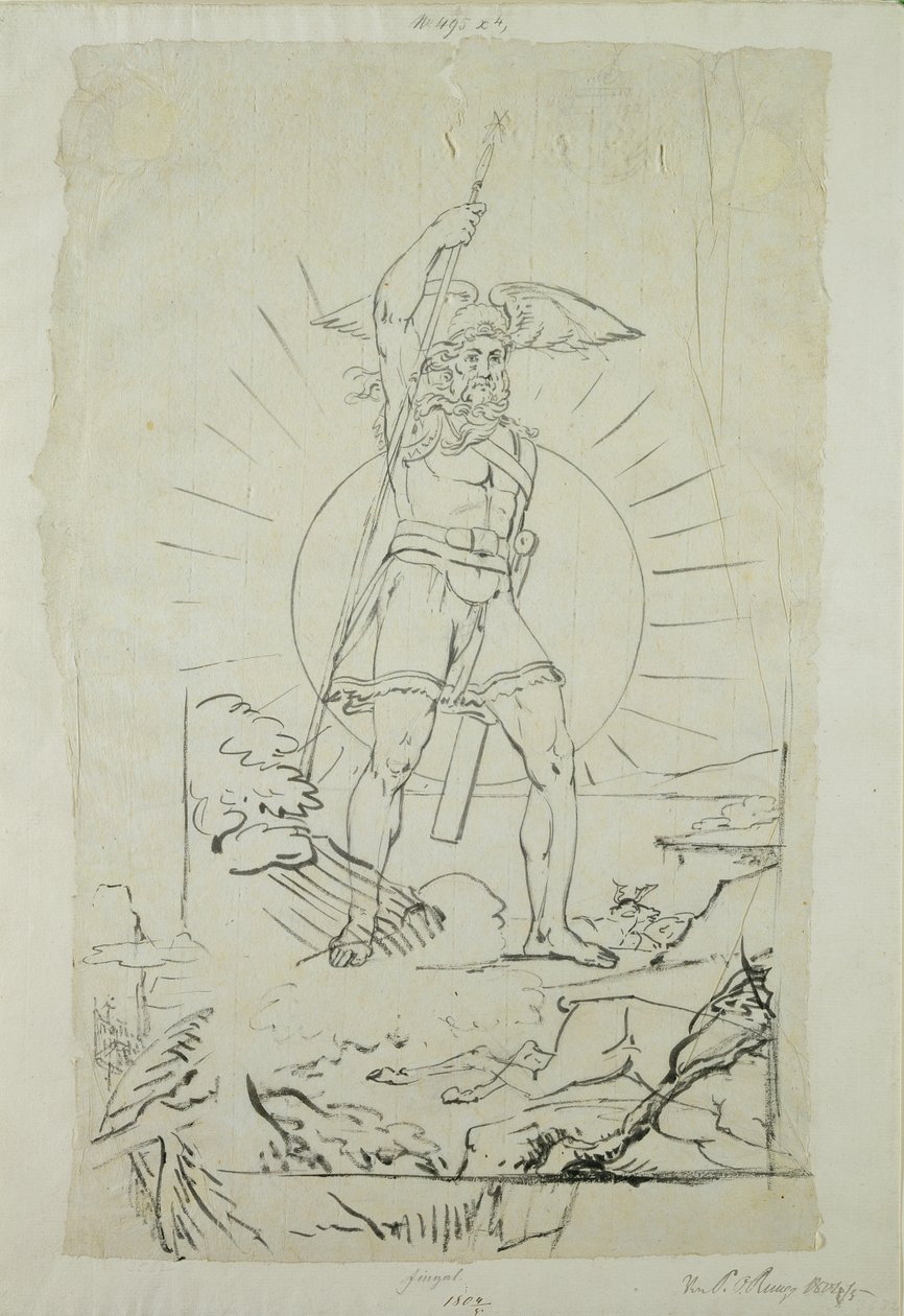 Fingal, 1804-5 (penna, bläck och blyertspenna på papper) av Philipp Otto Runge