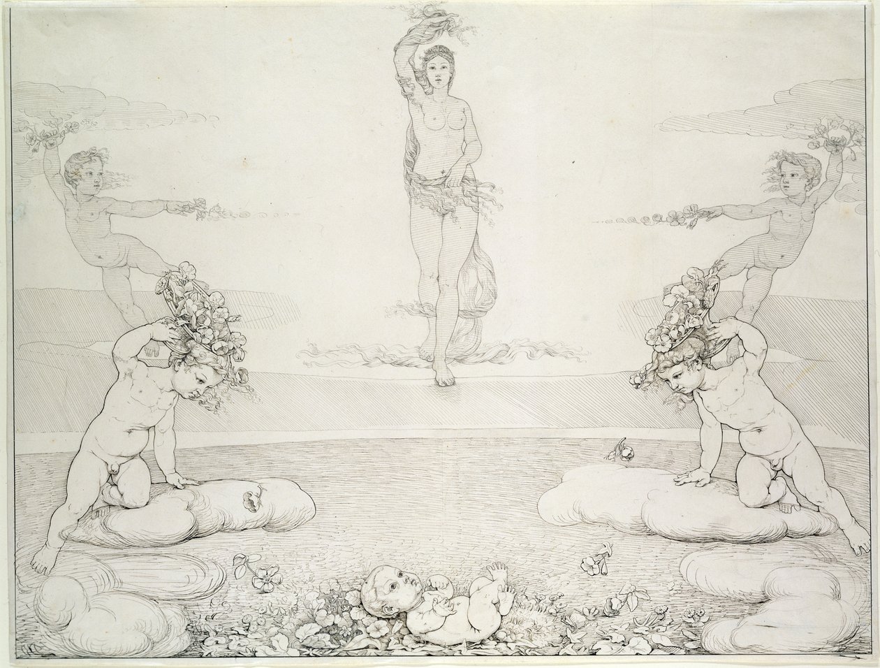 Morgon, 1807-08 (penna och tvätt på papper) av Philipp Otto Runge