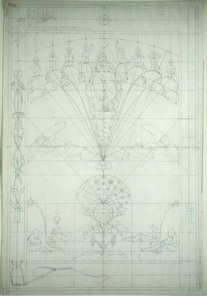 Natt (förberedande studie), 1803 (penna och svart bläck över penna på papper) av Philipp Otto Runge