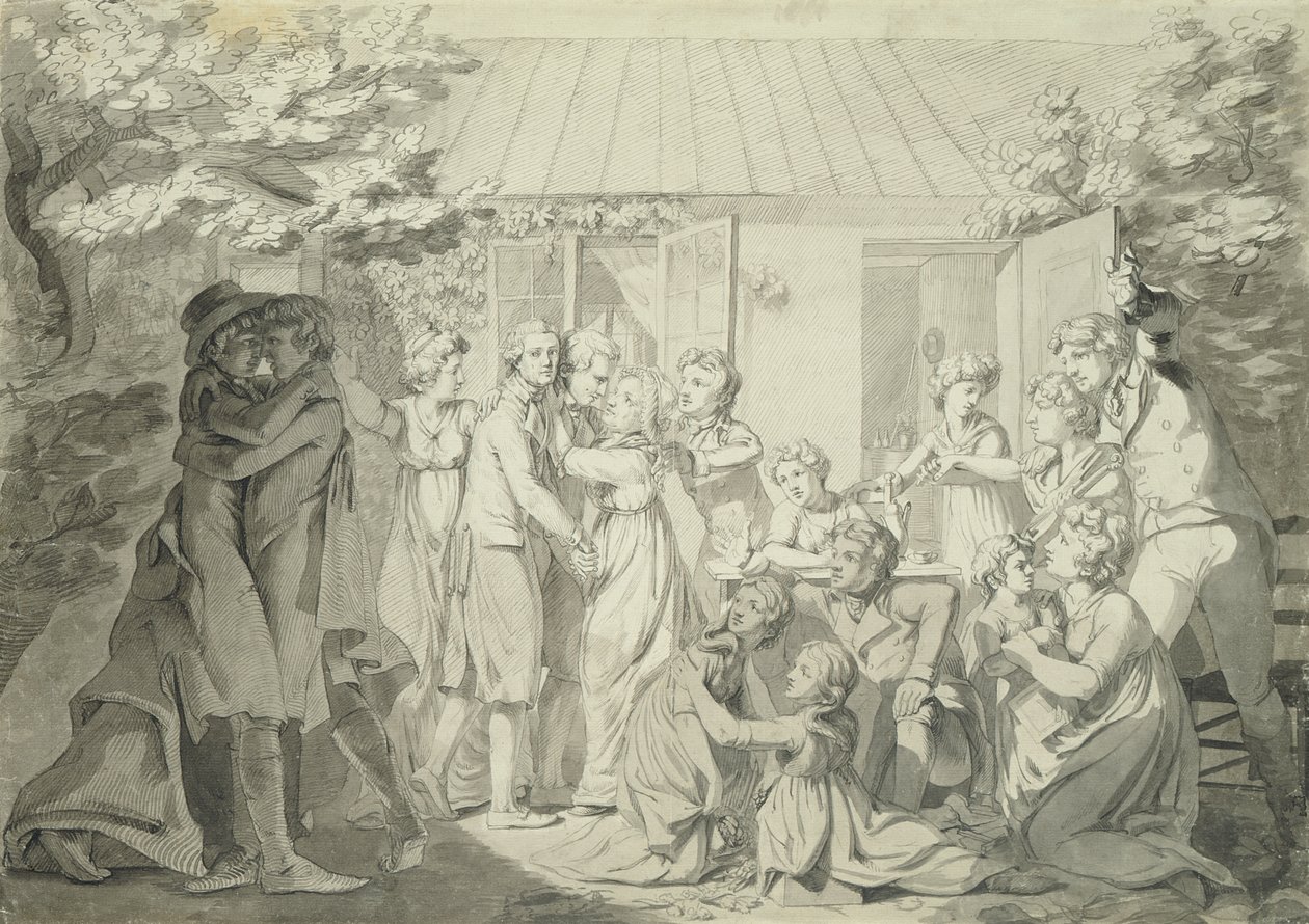 Sonens hemkomst, 180001 (penna och bläck på papper) av Philipp Otto Runge