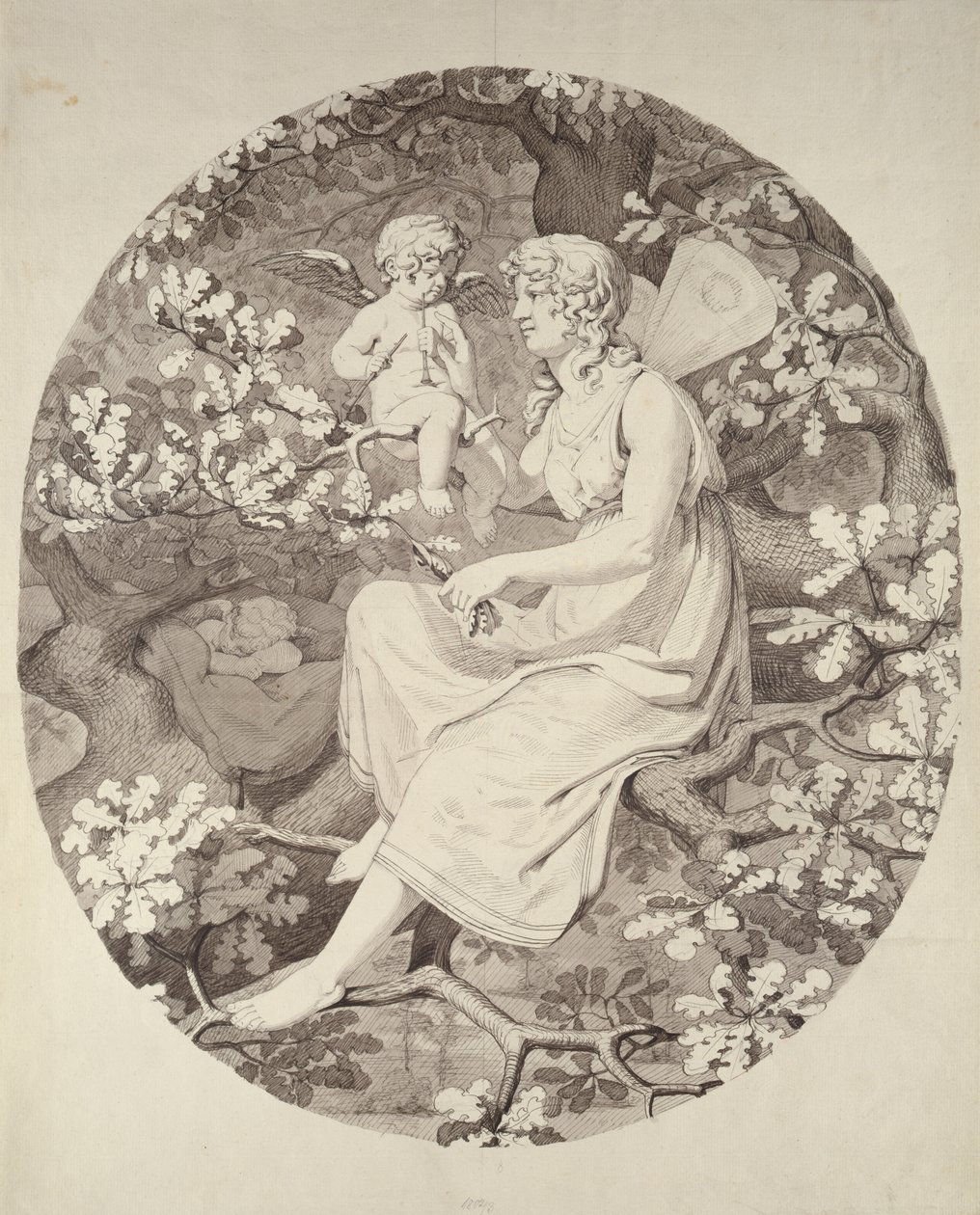 The Nightingales Lesson, 1802 (penna och bläck och tvätt på papper) av Philipp Otto Runge