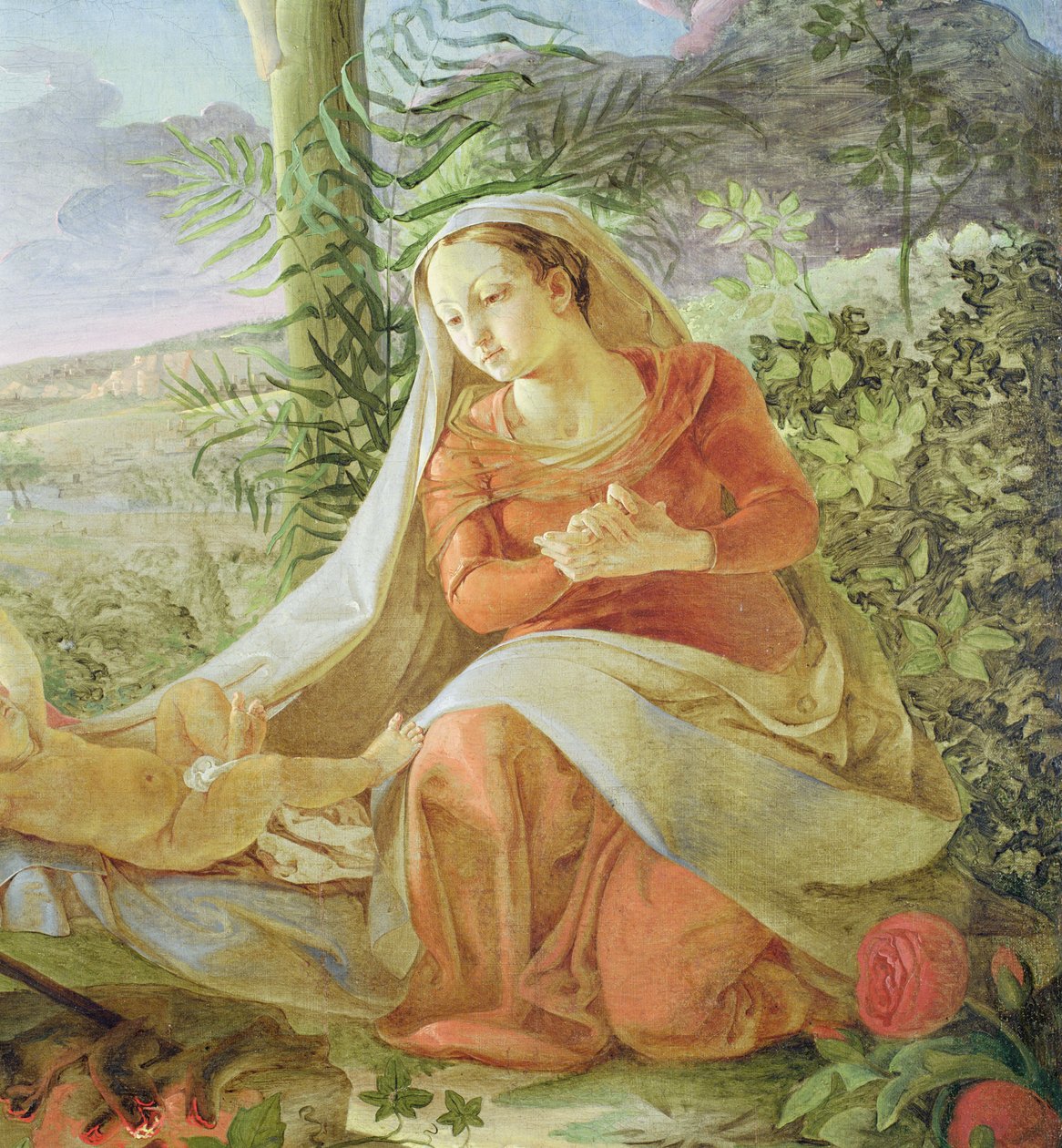 Jungfrun från "Vila på flykten till Egypten", 1805-06 (detalj av 141645) av Philipp Otto Runge