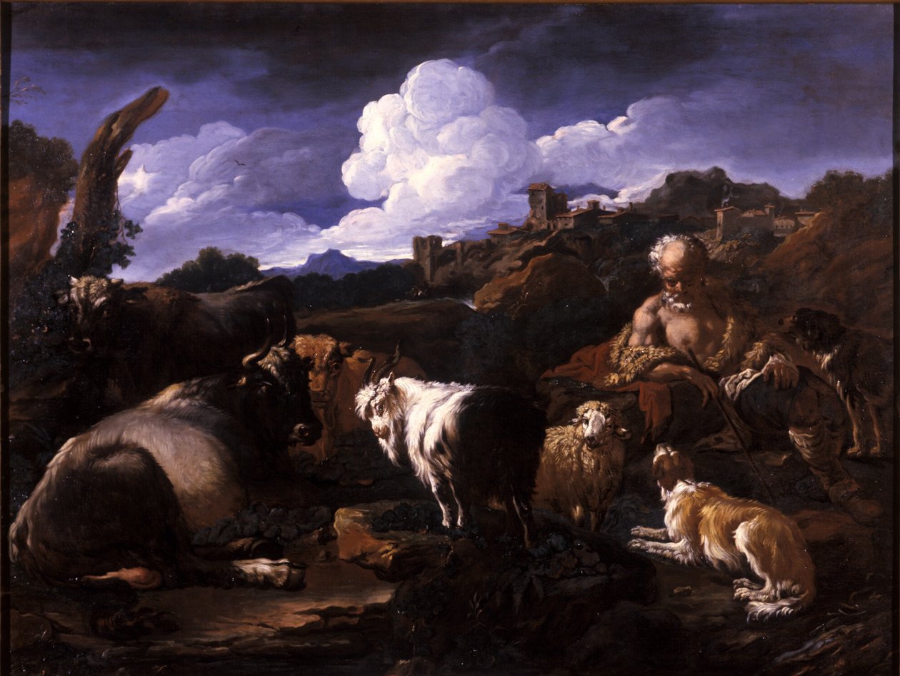 Herde med sin flock av Philipp Peter Roos