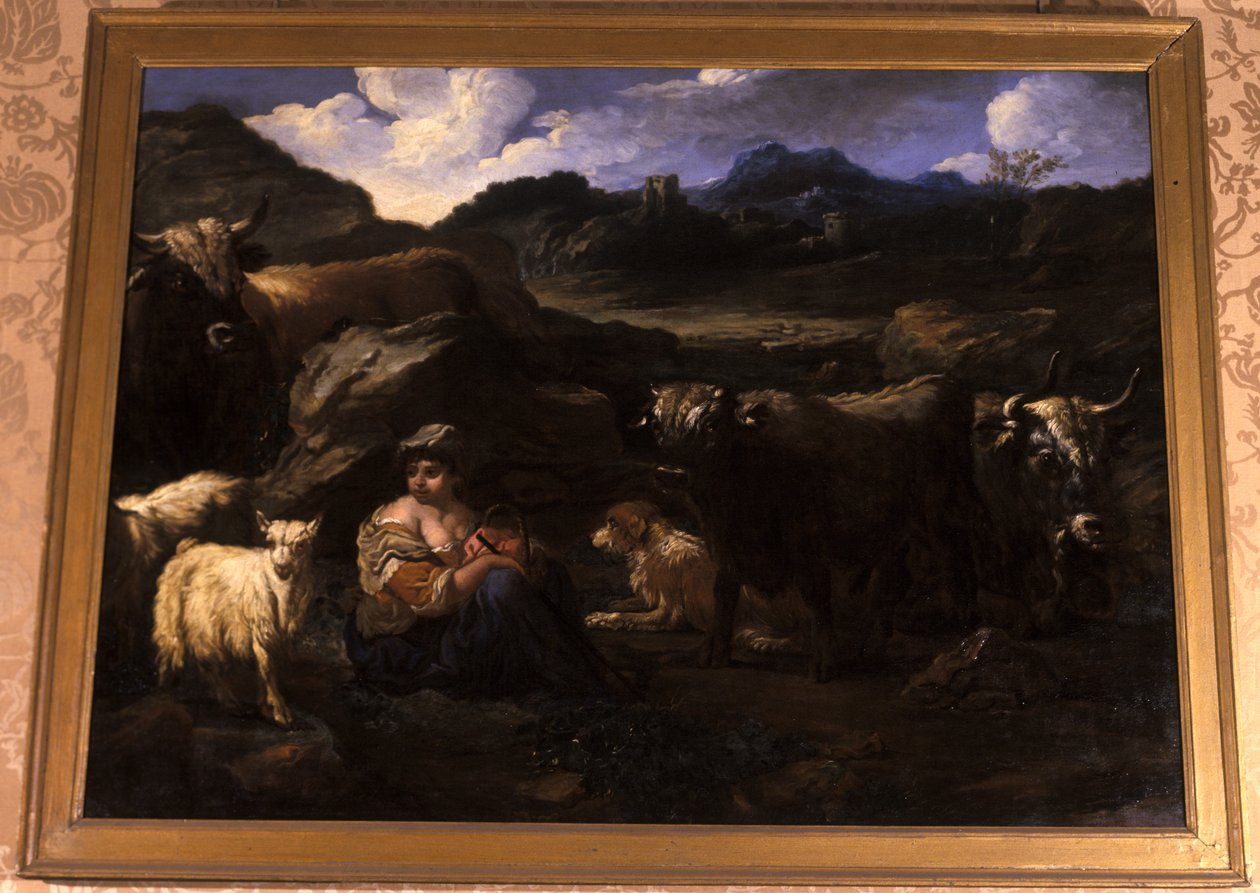 Herdinna med flock av Philipp Peter Roos