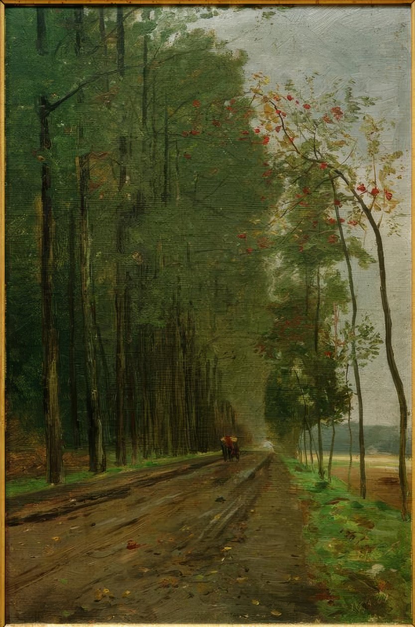 Chaussee i kanten av skogen av Philipp Franck